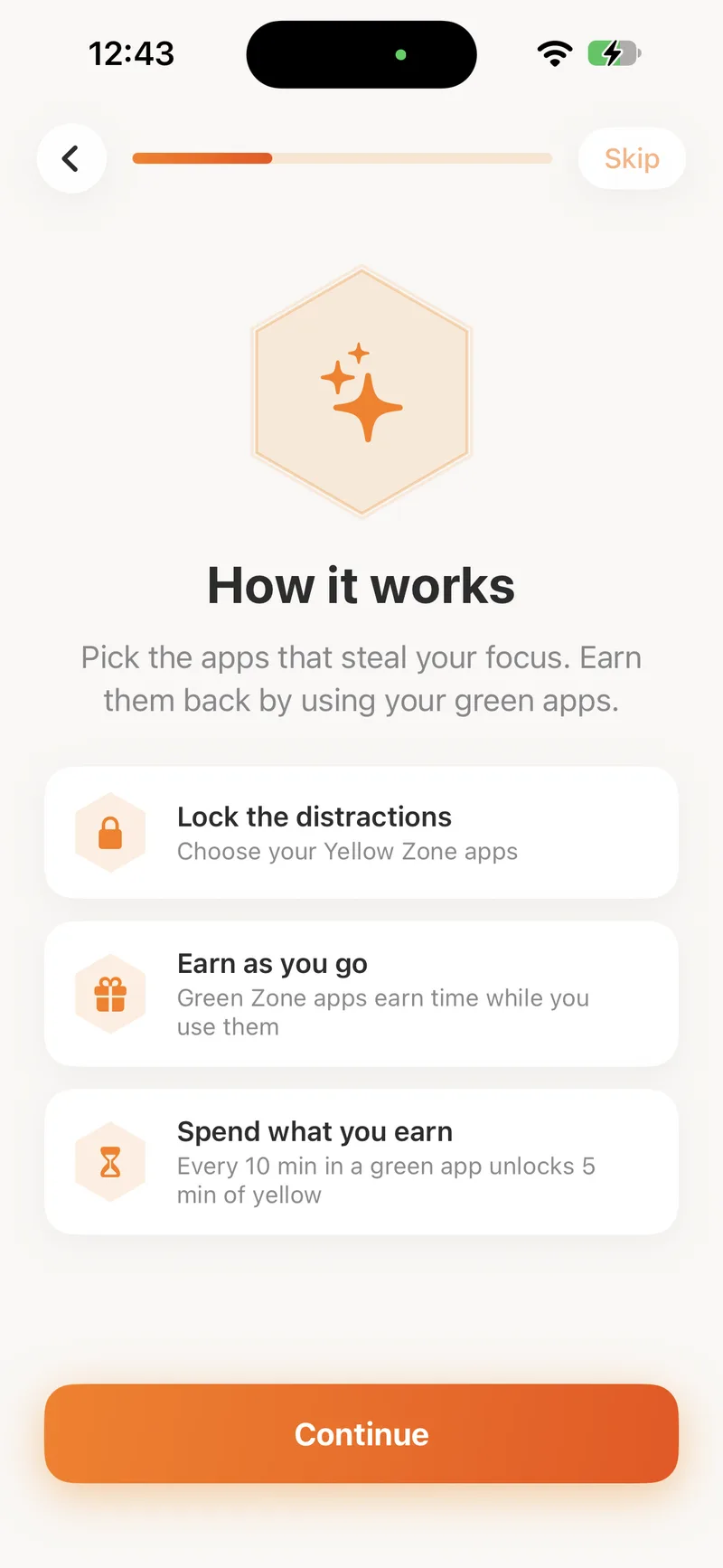 BeeBright onboarding screens